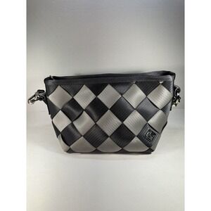 Maggie Bags Seatbelt Bag Black Gray Purse Handbag Shoulder Bag Zipper Top